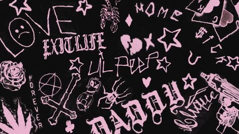 #Lilpeep #tattoo #1080P #wallpaper #hdwallpaper #desktop Emo Wallpaper Aesthetic, Emo Wallpaper, Aesthetic Pinterest, Pink And Black, Wallpaper Aesthetic, Aesthetic Wallpaper, Graffiti, Wallpapers, Writing