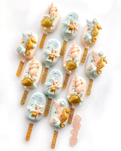 🪸Layne’s 3rd Birthday Mermaid Cakesicles… | Instagram Beach Cakesicles, 3rd Birthday Mermaid, Cake Sicles, Birthday Mermaid, Cakepops, Popsicles, 3rd Birthday, Candy Bar, Chocolates