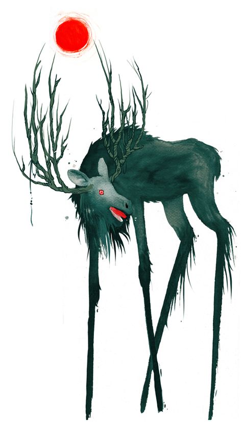 Folklore Illustrations by Jenni Saarenkyla Fabulous Beasts, Pics Art, Illustration Inspiration, Giclee Art Print, An Animal, Antlers, Interesting Art, Dark Art, Elk