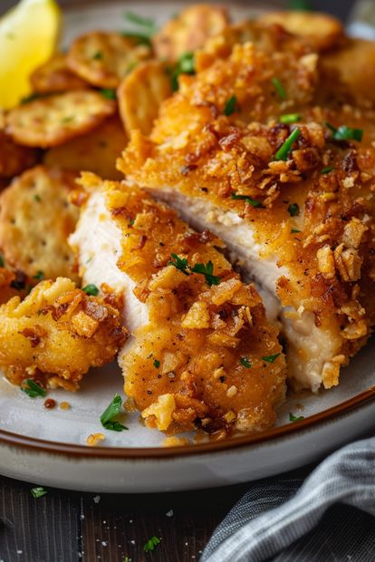 Crispy Ritz Cracker Chicken is the ultimate easy, family-friendly dinner! Juicy chicken breasts are coated in a buttery Ritz cracker and Parmesan crust, then baked to golden perfection. With just a few ingredients and 10 minutes of prep, this recipe is perfect for busy weeknights. Save this pin for later and make it tonight for a crispy, delicious meal everyone will love! Buttery Ritz Cracker Chicken, Chicken With Ritz Crackers, Crispy Parmesan Chicken, Ritz Chicken, Baked Chicken Strips, Crispy Cheddar Chicken, Crispy Chicken Breast, Ritz Cracker Chicken, Ritz Cracker Recipes