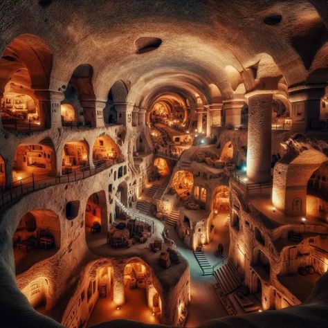 Derinkuyu Mystery: A Hidden Ancient City Beneath Earth, But Why? - Knowledge Ancient Underground City, Underground Building, Underground City, Cave City, Underground Caves, Underground World, Underground Tunnels, Underground Cities, Fantasy City