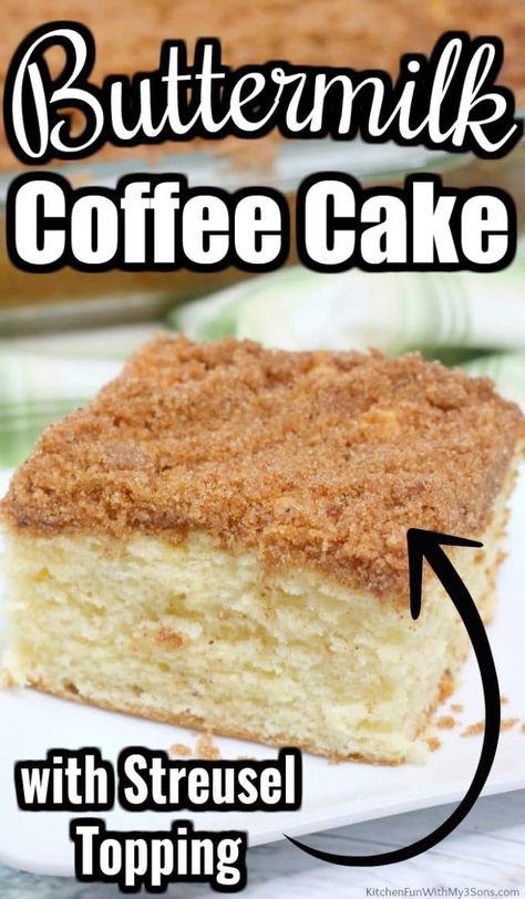 Buttermilk Dessert Recipes, Buttermilk Coffee Cake, Breakfast Coffee Cake, Coffee Cake Recipes Easy, Buttermilk Cake, Cake Coffee, Coffee Cake Recipe, Buttermilk Recipes, Coffee Cake Recipes