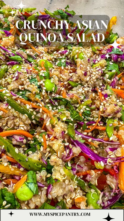 Chopped Asian Quinoa Salad, Crunchy Asian Quinoa Salad, Easy Filling Salads Healthy Recipes, Asian Style Quinoa, Quinoa Salad Vinaigrette, Quinoa Salad Bowl Recipes, Delicious Quinoa Recipes, Quonia Recipes Quinoa, Quinoa Basil Salad