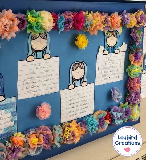 5 Ways to Celebrate Mary in the Classroom this May - Loubird Creations Prompts Poetry, Catholic Bulletin Boards, Acrostic Poems, Religion Activities, Brainstorming Activities, Catholic Schools Week, 5th Grade Activities, Writing Prompts Poetry, Jesus Crafts