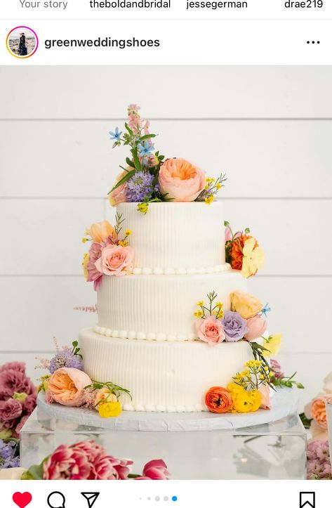 Reception Table Linens, Emily Clarke, Three Tier Wedding Cake, Wedding Cake Fresh Flowers, Spring Wedding Cake, 3 Tier Wedding Cakes, Event Producer, Enchanted Wedding, Amazing Wedding Cakes