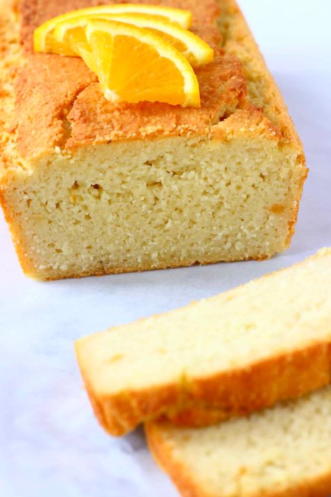 This Gluten-Free Vegan Orange Pound Cake is easy to make, seriously moist and perfectly fragrant! It's made with plant-based yogurt, which keeps it moist and creates a dense crumb, and adds a delicious tangy flavour too. It comes together in one bowl and is a simple dessert to suit a range of occasions: birthdays, Easter, Christmas, Mother's Day, baby showers, bridal showers etc. Dairy-free, egg-free and refined sugar free. Gluten Free Vegan Orange Cake, Gluten Free Orange Pound Cake, Gluten Free Vegan Pound Cake, Gluten Free Orange Loaf, Pound Cake Gluten Free, Gluten Free Orange Cake, Vegan Pound Cake Recipe, Vegan Orange Cake, Vegan Pound Cake