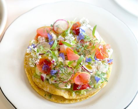 Tostada Recipes, Vegan Japanese, Michelin Chef, Potato Appetizers, Michelin Star Chef, Michelin Star, Manhattan Beach, Vegan Dishes, Vegetarian Dishes