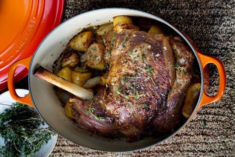 Roasted Leg of Lamb | Le Creuset® Canada Official Site Roast In A Dutch Oven, Roast Leg Of Lamb, Le Creuset Recipes, Boneless Leg Of Lamb, Lamb Leg Recipes, Roast Lamb Leg, Roast Lamb, Leg Of Lamb, Slow Cooked Lamb