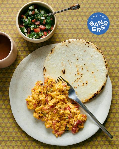 Huevos Pericos Recipe (Colombian Scrambled Eggs with Scallions and Tomatoes) | Saveur Colombian Breakfast, Croissant Recipe, Turkey Gravy, Hamburger Patties, Plum Tomatoes, Vegetarian Paleo, Most Popular Recipes, Fresh Tomatoes, Scrambled Eggs