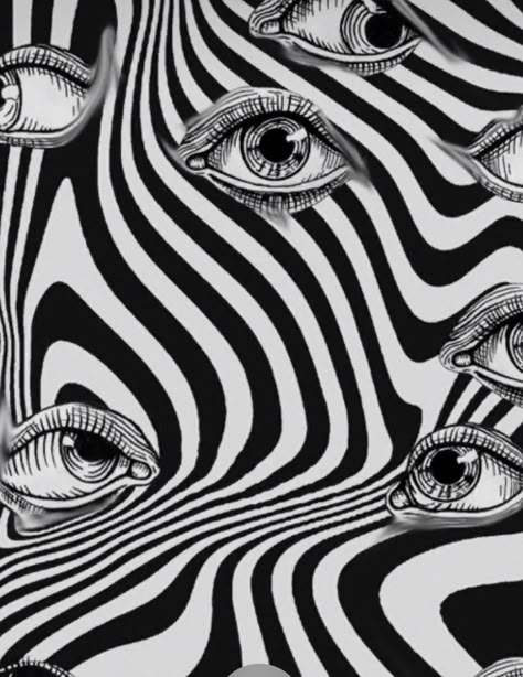 Trippy Designs Black And White, Abstract Black And White Wallpaper, Black And White Trippy Wallpaper, Black And White Collage Art, Trippy Black And White, Black And White Pop Art, Lsd Art, Trippy Patterns, Cool Illusions