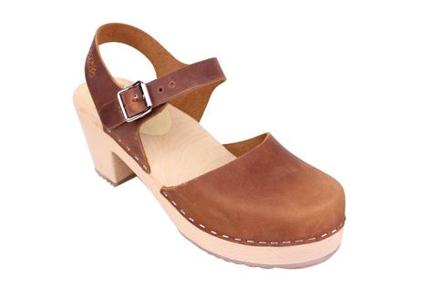 Lotta From Stockholm Classic High Heel Covered Mary Jane Style Clogs From Lotta in brown oiled nubuck Lotta Clogs, Lotta From Stockholm Clogs, Kristin Johns, Lotta From Stockholm, High Heel Clogs, Clogs For Women, Brown Clogs, Swedish Clogs, Breaking In