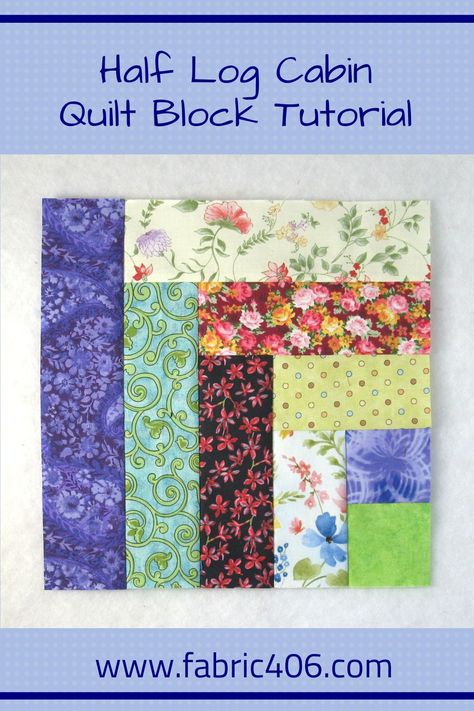 The Quarter Log Cabin (which is also known as the Half Log Cabin) quilt block is a super easy beginner-friendly quilt block. The pattern is great for making scrappy quilts but can make a stunning planned quilt as well. Let's dive in to the basic instructions and then look at several ways you can easily modify the block to create a quilt that is uniquely your own! Half Log Cabin Quilt, Half Log Cabin, Beginner Quilt Tutorial, Cabin Quilt Block, Quilt Blocks Easy, Log Cabin Quilt Pattern, Log Cabin Quilt Blocks, Scrappy Quilt Patterns, Quilt Block Patterns Free