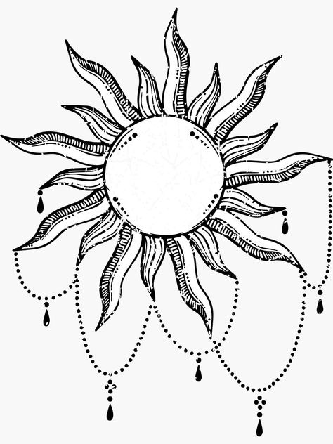 "Tattoo Sun" Sticker by Jill-Zone | Redbubble Sun Tattoo On Knee Cap, Sun Related Tattoos, Sun Shoulder Cap Tattoo, Sun Tattoo On Elbow, Sun Thigh Tattoos Women, Sun Mandala Tattoo Design, Large Sun Tattoo, Sun Tattoo Big, Sun Tattoo Hip