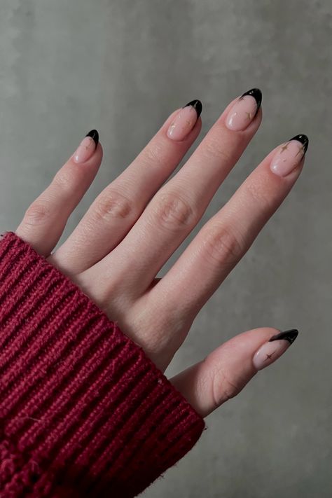 Black French Tip With Chrome, French Tip With Chrome, Gold French Tip, Black French Tip, New Years Eve Nails, Black French Tips, Formal Nails, Cute Acrylic Nail Designs, Black French