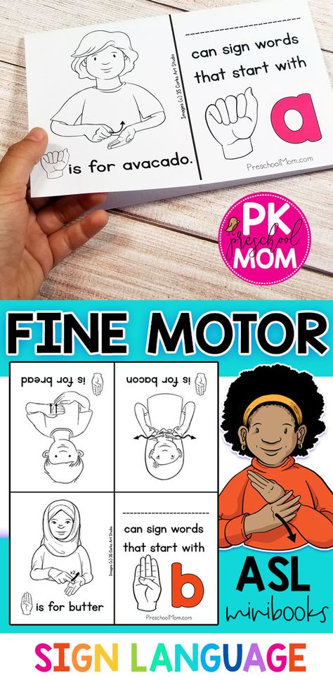 Alphabet Mini Book, Learning Asl, Asl Alphabet, Diy Busy Books, Sign Language For Kids, Sign Language Phrases, Preschool Mom, Alphabet Signs, Alphabet Sounds