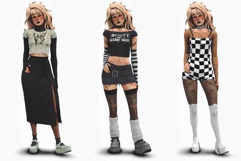 Sims 4 Cc Street Wear Clothes, Grunge Lookbook, Sims4 Lookbook, Sims Custom Content, Distressed Outfit, Clothes Cc, Sims 4 Family, Sims 4 Mm Cc, Sims 4 Body Mods