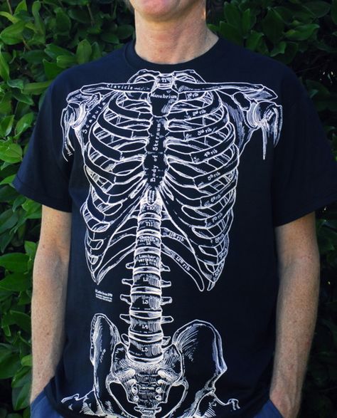 . Bones Human, Skeleton Fashion, Rib Shirt, Anatomy Shirts, Affliction Clothing, Alt Clothes, Human Bones, Rad Tech, Love Clothing