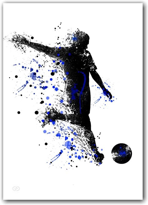 Green Graphics Footballer Customizable Personalized Print Poster Custom Name Watercolour Football Splatter Style Wall Art Home Decor Gift Idea Kids Bedroom Boys Sports (A3 Print Only) : Amazon.co.uk: Home & Kitchen Sports Decoration Ideas, Kids Football Poster, Sports Painting Ideas Wall Art, Kanvas Art, Football Poster Ideas, Soccer Paintings On Canvas, Watercolour Football, Soccer Mural Bedroom, Boys Bedroom Posters