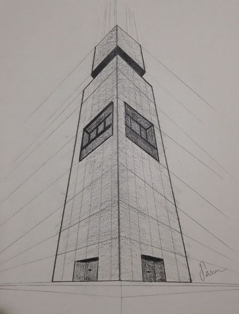 Architecture Perspective Drawing, Perspective Building Drawing, Perspective Building, Sketchbook Architecture, 2 Point Perspective Drawing, Architecture Perspective, Drawing Perspective, House Design Drawing, Perspective Sketch