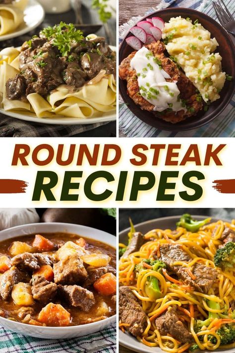 If you're searching for a fancy steak dinner on a budget, you have to try these round steak recipes. They're tender, flavorful, and incredibly decadent. Round Steak Uses, What To Cook With Round Steak, Dinner With Round Steak, Round Steak Pasta Recipes, Uses For Round Steak, Top Round Chipped Steak Recipes, Flat Round Steak Recipes, Round Steaks Recipe, Best Round Steak Recipes