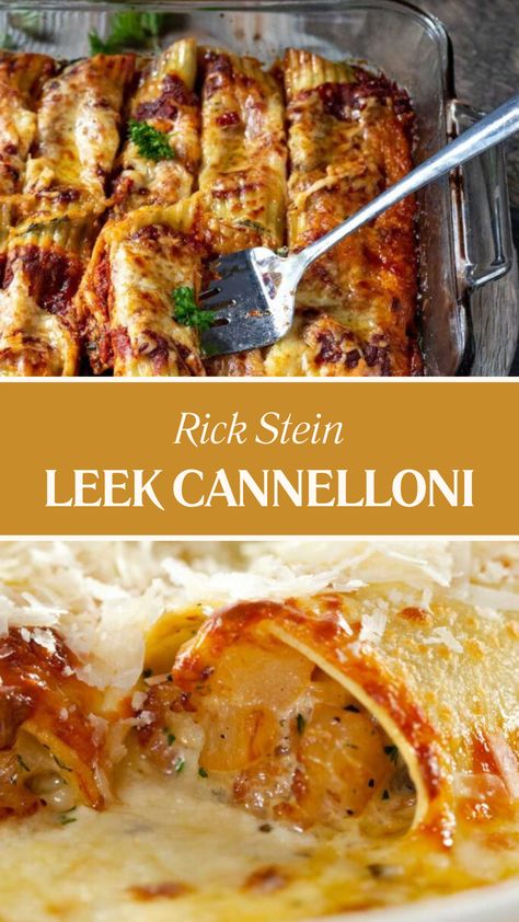 Rick Stein Leek Cannelloni Stuffed Leeks, Rick Stein Recipes, Cannelloni Recipe, Leeks Recipe, Roasted Leeks, Cannelloni Recipes, Leek Recipes, Rick Stein, Meatless Mondays