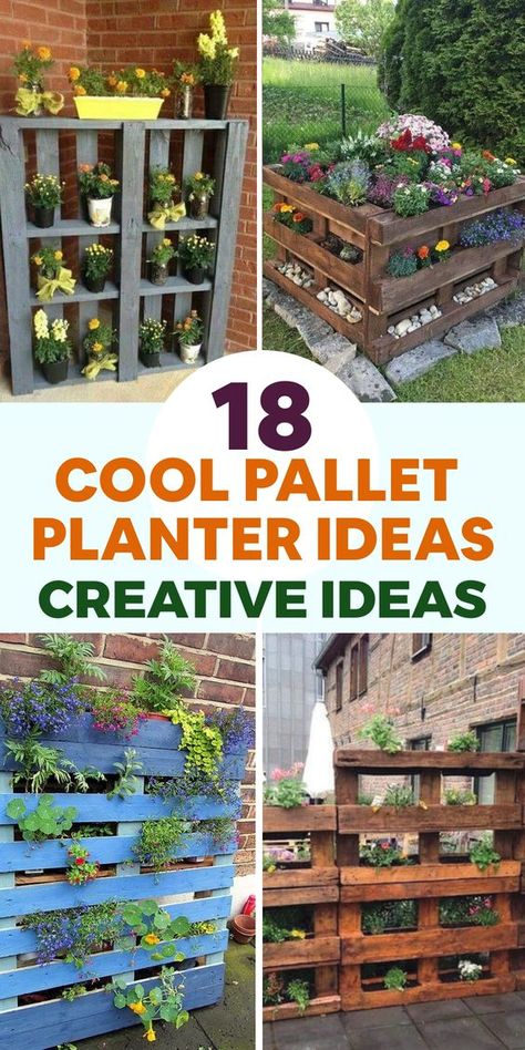 Discover the versatility of pallet planters for your garden. Transform a wooden pallet into a vertical herb garden, cascading flower display, or multi-tiered succulent planter to enhance your outdoor space with rustic charm and eco-friendly style. Embrace upcycling with these creative ideas that showcase your green thumb while reducing waste and adding a touch of sustainability to your gardening routine. Elevate your outdoor decor with pallet planters and unleash your creativity in a unique way Pallet Planter Boxes, Beautiful Planters, Pallet Planters, Herb Garden Pallet, Pallet Projects Garden, Diy Wood Pallet Projects, Tiered Planter, Diy Wood Pallet, Planter Project