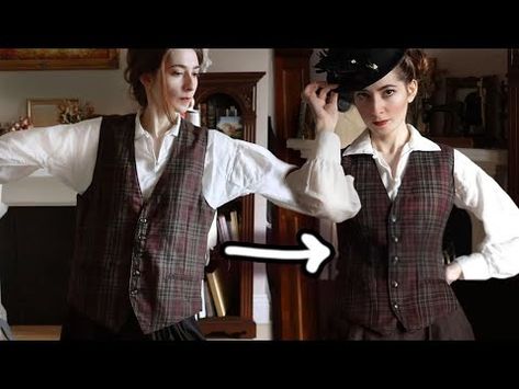 Thrift Flip! A Modern Waistcoat to Victorian-Style - YouTube Waistcoat Woman Pattern, Waist Coat For Women, Waistcoat Outfit Women, Victorian Waistcoat, Steampunk Outfits Women, Victorian Vest, Waistcoat Outfit, Waistcoat Pattern, Victorian Coat