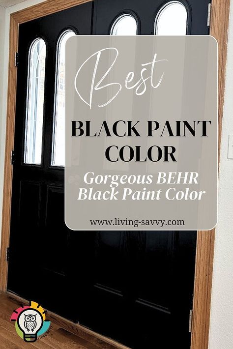 I found the BEST Black Paint color! If you are searching for the perfect black paint color, you have to check out BEHR Limousine Leather. Black Trim Wall Color, Best Black Front Door Paint, Behr Black Paint For Interior Doors, Behr Black Paint Colors Exterior, Black Paint Colors Behr, Behr Paint Colors Black, Behr Paint Black, Limousine Leather Paint, Limousine Leather Behr