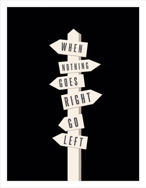 When Nothing Goes Right Go Left, Album Cover Art, Life Inspiration, Daily Reminder, Personal Development, Cover Art, Album Covers, Typography, Quotes