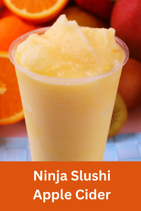 This Ninja Slushi Apple Cider Slushi recipe allows you to create the most delicious frozen apple cider treat right at home using your favorite apple cider. Refreshingly sweet and perfect for topping with whipped cream, this delightful drink is the ultimate way to enjoy the flavors of fall! Apple Slushies Recipe, Ninja Slushie Recipes Alcohol, Slushie Machine Recipes, Apple Cider Slushy Recipe, Ninja Slushie Machine Recipes, Ninja Slushie Recipes, Frozen Apple Cider Slushie, Apple Juice Slushie, Ninja Slushie Machine