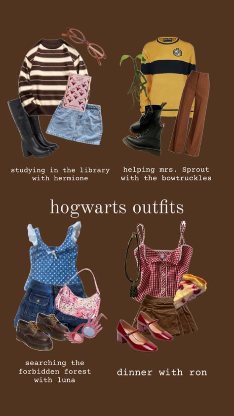 #fyp #viral #hogwarts #aesthetic Hermione Granger Outfits, Hufflepuff Outfit, Ravenclaw Outfit, Outfit Creator, Hogwarts Outfits, Welcome To Hogwarts, Hogwarts Aesthetic, Fred Weasley, Harry Potter Outfits