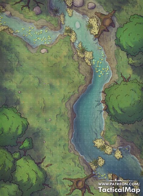 Grid Rpg, Forest Map, Dnd World Map, Fantasy World Map, Dungeon Master's Guide, River Forest, Tabletop Rpg Maps, Map Pictures, Dnd Maps