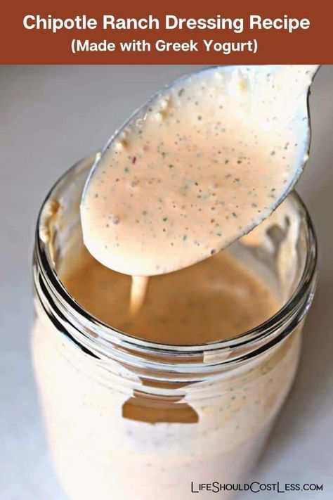 Chipotle Ranch Dressing Recipe, Taco Ranch Dressing, Spicy Ranch Dressing, Chipotle Ranch Dressing, Homemade Chipotle, Chipotle Ranch, Ranch Dressing Recipe, Green Goddess Dressing, Healthy Yogurt