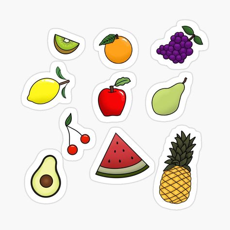 Fruits Stickers Printable, Stickers Fruit, Fruit Stickers Aesthetic, Cute Fruit Stickers, Fruits Stickers, Fruit Stickers, Painted Clothes Diy, Home Exercise Routines, Shapes For Kids