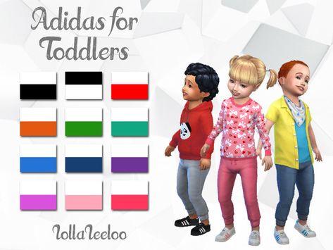 Adidas Shoes for Toddlers by LollaLeeloo for The Sims 4 by Lollaleeloo DOWNLOAD I needed more cool shoes for my toddlers, so I converted my Adidas shoes 🙂The package contains 12 Adidas superstar shoes with different colored streaks. All Maxis match as usual, and fit both male and female tots. Thanks for downloading! Credits: Sims4Studio ID: SC4-101868 Cc The Sims 4, Shoes For Toddlers, Cc Shoes, Adidas Cap, Sims 4 Studio, Nike Running Shoes Women, Sims 4 Cc Shoes, Cool Shoes, Adidas Shoes Superstar