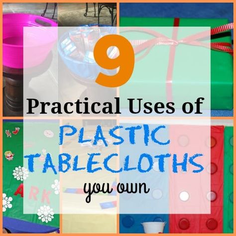 9 Unconventional Uses for Plastic Tablecloths Decorating With Plastic Tablecloths Diy, Dollar Tree Table Cloth Ideas, Plastic Table Cloth Ideas, Plastic Table Cloth Ideas Decorations, Cheap Table Cloth Ideas, Plastic Tablecloth Decorations, Plastic Tablecloth Backdrop, Acrylic Paint On Plastic, Diy Drapes