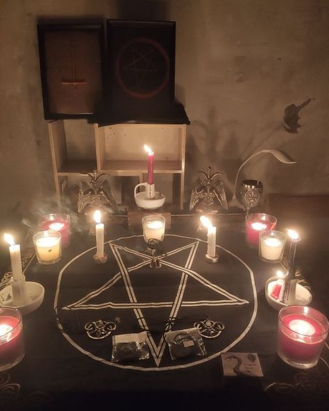 Satanic Ritual Aesthetic, Satanism Aesthetic, Satanic Wallpaper, Theistic Satanism, Satanic Ritual, Witchcraft Altar, Witch Room, Dark Witch, Goth Wallpaper