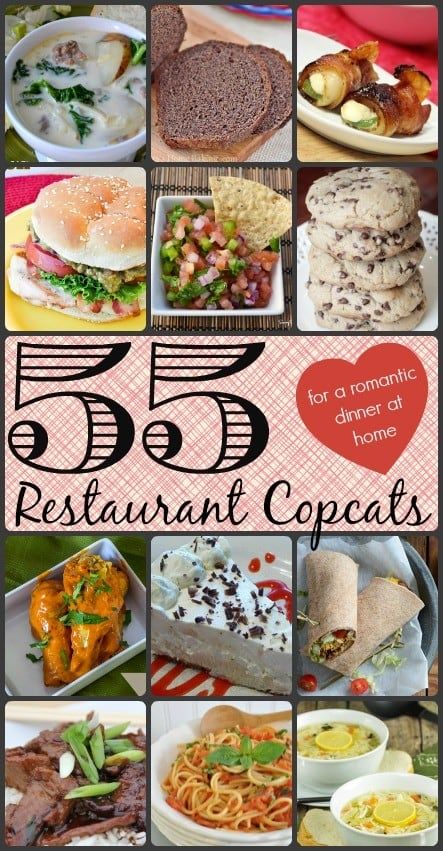 You will love this incredible list of 55 restaurant copycat recipes! They're good for any occasion, but they're especially wonderful for a romantic date night at home or a Valentine's Day dinner at home! #copycatrecipes #restaurantcopycatrecipes #datenight #romanticdinner via @allshecooks Romantic Date Night At Home, Restaurant Copycat Recipes, Recipes Copycat, She Cooks, Restaurant Copycat, Date Night At Home, Diner Recept, Romantic Date Night, Copykat Recipes