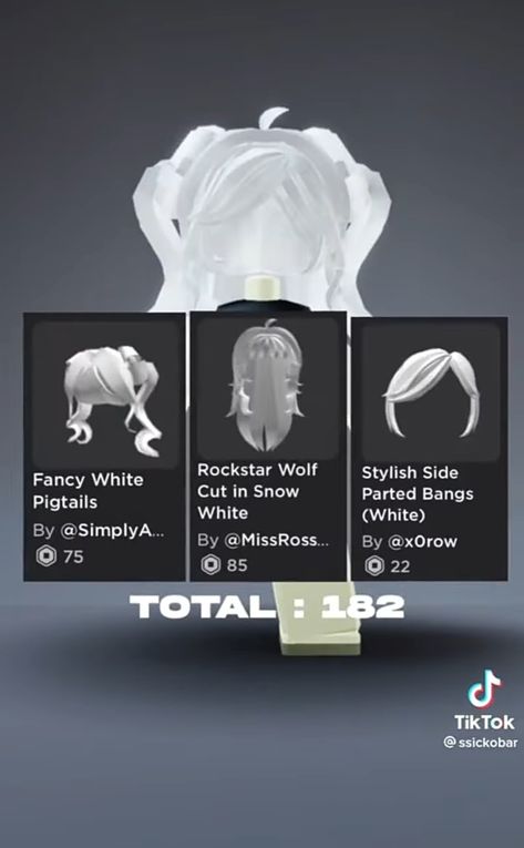 Roblox White Hair Combo, Brookhaven Code, Code Brookhaven, Roblox Hair, Emo Roblox, Roblox Ava, Avatar Roblox, Roblox Ideas, Black Hair Roblox