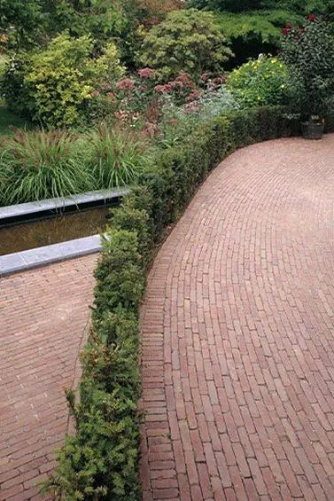 Dutch Clay Pavers, Clay Paver Path, Recycled Brick Paving, Reclaimed Brick Paving, Curved Brick Path, Chelmer Valley Pavers, Clay Brick Paving, Paving Bricks, Paver Path