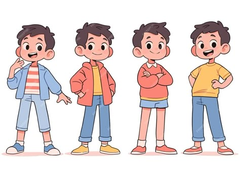 Free vector collection of little boy character wearing clothes with trendy fashion illustration cartoon | Premium AI-generated vector Boy Characters Cartoon, Kids Cartoon Drawings, Cartoon Boy Drawing, Small Character Design, Cartoon Art Boy, Little Boy Illustration, Emotional Illustration, Kid Character Design, Children Character Design