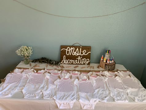 Decorate Onsies Station, Decorate Onesies Baby Shower Cute Ideas, Onsie Making Station Onesie Decorating, Decorate Onesies Station, Decorate A Onesie Station, Onesie Decorating Ideas, Onesie Making Station, Decorate Onesies, Decorate A Onesie