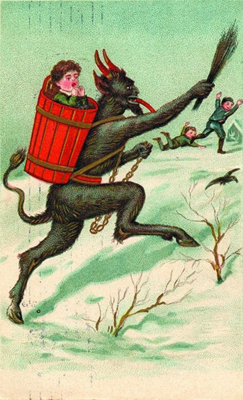 Greetings from Krampus – The Public Domain Review Krampus Art, Krampus Card, German Christmas Traditions, Witch Coven, Creepy Christmas, Saint Nicholas, Greeting Card Set, Vintage Greeting Cards, Winter Snow