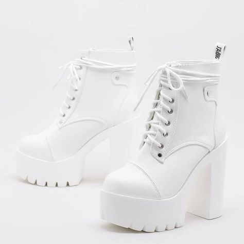 Brand New Never Worn White Platform Heeled Boots! So Cute But Don’t Fit :( White Heeled Boots, Platform Heeled Boots, Shein Id, Shoe Aesthetic, White Platform Heels, Platform Heels Boots, Cute Shoes Heels, White Platform, Fresh Shoes