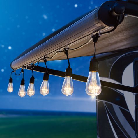 Auto Drive Electric 120 Volts Warm White Led ST64 Shtterproof Bulb RV String Lights 10 Count for Indoor & Outdoor Decor - Walmart.com - Walmart.com Rv Lighting Fixtures, Replace Light Fixture, Rv Patio, Lighting Updates, Diy Awning, Camper Diy, Rv Lighting, Diy Light Fixtures, Diy Rv