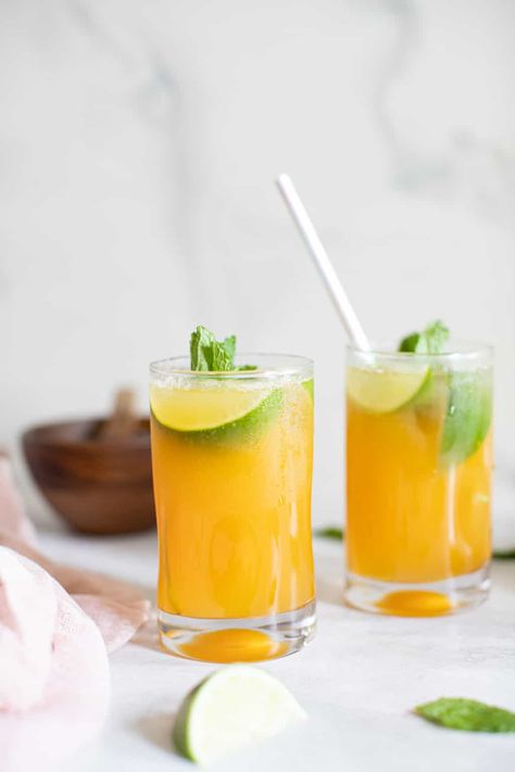 Citrus Honey Lime Mint Mocktail | Orchids + Sweet Tea Mint Mocktail, Turmeric Lemonade, Passion Fruit Mojito, Pineapple Ginger, Summer Bbq Recipes, Drinks Ideas, Ginger Turmeric, Healthy Drink, Fall Flavors