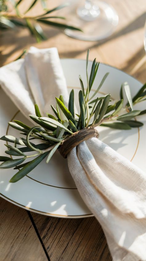 Wedding Table Foliage, Olive Green Table Setting, Green Wedding Table Decorations, Greenery In Vase, Green Wedding Table Decor, Olive Leaf Wedding, Green Wedding Table, Moss Table Runner, Green Table Settings