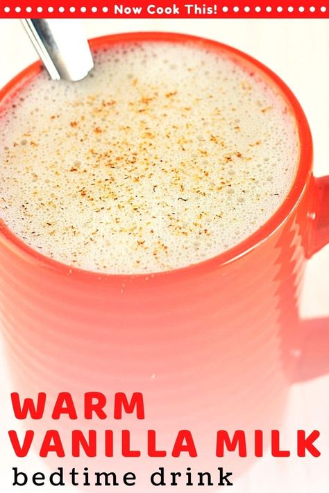 This Warm Vanilla Milk Bedtime Drink - my version of moon milk - is perfect when you want to sip on something warm, comforting and relaxing before you go to sleep. Sweet dreams! #warmvanillamilk #warmmilk #bedtimedrink #moonmilk Warm Milk Recipes For Sleep, Warm Milk Recipe, Warm Milk And Honey, Warm Drinks Recipes, Bedtime Drink, Moon Milk, Hot Drinks Recipes, Cozy Drinks, Vanilla Milk