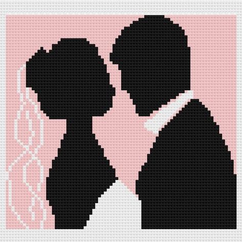 Wedding Couple 2 Afghan C2C Crochet Pattern, Written Row by Row Counts, C2C Graphs, Corner to Corner Crochet Pattern, Graphgan, Wedding C2C Crochet Wedding Gift, Corner To Corner Crochet Pattern, Crochet Pattern Written, Wedding Crochet, C2c Crochet Pattern, C2c Graph, Corner Crochet, Black And White Words, Light Worsted Weight Yarn