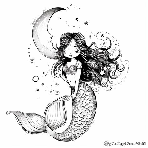 Magical Coloring Pages, Free Printable Mermaid, Mermaid Siren, Kindergarten Coloring Pages, Siren Mermaid, Coloring Pages Free Printable, Mermaid Coloring Pages, Printable Kids, Mermaid Coloring